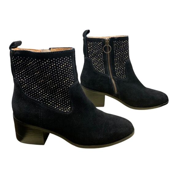 Latigo DOSA  Black Suede Ankle Boots with Silver and Gunmetal Studs -Size 7 - Picture 2 of 10
